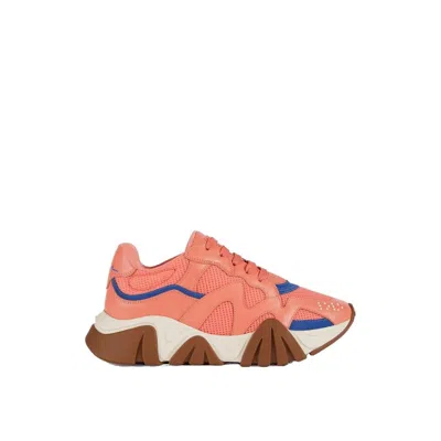 Versace Orange Leather Chunky Sneakers In Pink