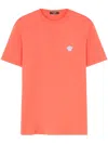 Versace Orange Medusa-embroidered Cotton T-shirt In Orange