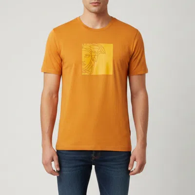 Pre-owned Versace Orange Medusa Head Printed Cotton Crewneck T-shirt Xl