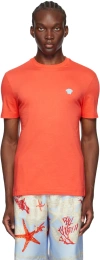 Versace Orange Medusa-embroidered Cotton T-shirt In 1ra80-coral