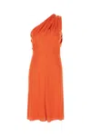 Versace Viscose Dress With Backless Draped Detail In Orange