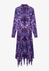 Versace Orchid Barocco Print Midi Shirt Dress In Purple