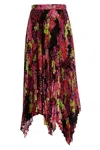 Versace Pleated Printed Crepe De Chine Skirt