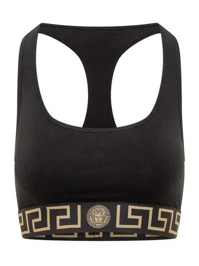 Versace Organic Cotton Stretch Bra In Black