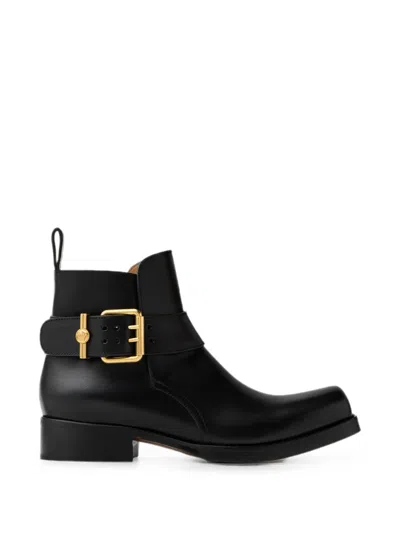 Versace Orlando Leather Boots In Black