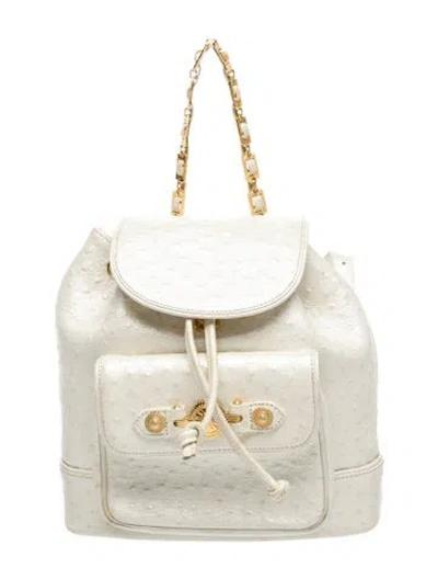 Pre-owned Versace Ostrich Backpack In Neutral