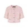 Versace Tweed Short-sleeved Cardigan Jacket In Pink