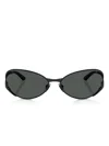 Versace Oval-frame Sunglasses In Green