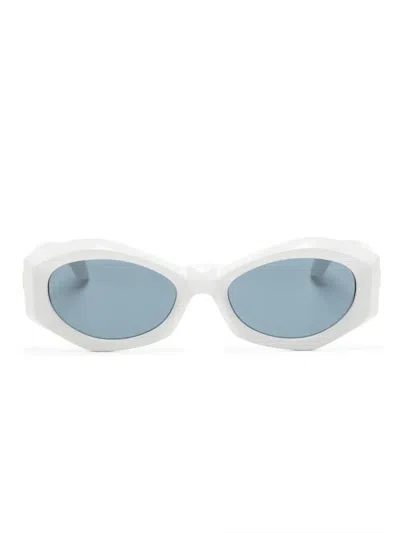Versace Oval-frame Sunglasses In 白色