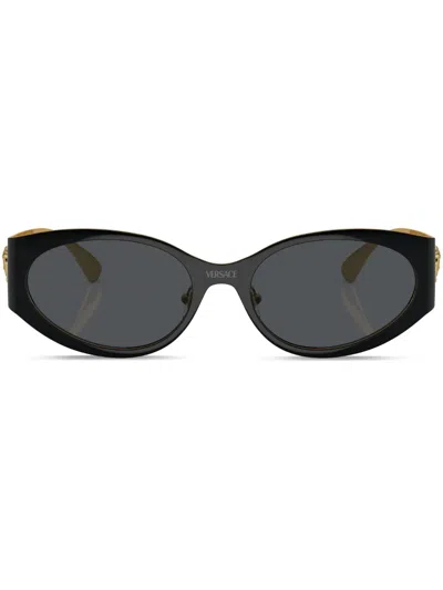 Versace Oval-frame Sunglasses In Black