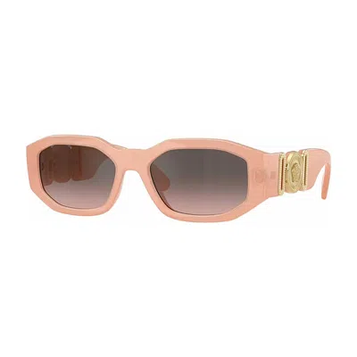 Versace Oval Full Rim, With A Crystal Frame And Dark Blue Lens. In Orange