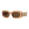 Versace 53mm Rectangular Sunglasses In Beige