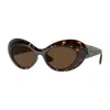 Versace Oval Full Rim, With A Havana Frame And Dark Brown Lens. In Brown