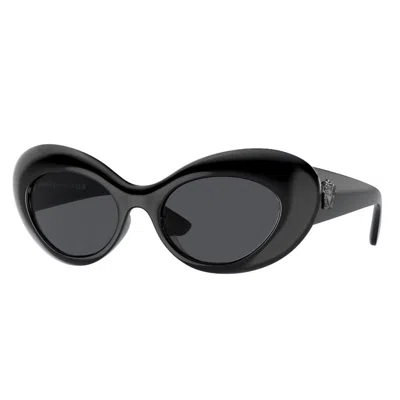 Versace Oval Full Rim, With A Havana Frame And Dark Brown Lens. In Black