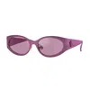 Versace Oval Full Rim, With A Matte Black Frame And Dark Grey Lens. In Purple