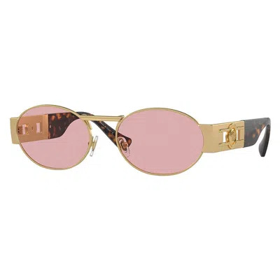 Versace Oval Full Rim, With A Matte Black Frame And Grey Lens. In Gold