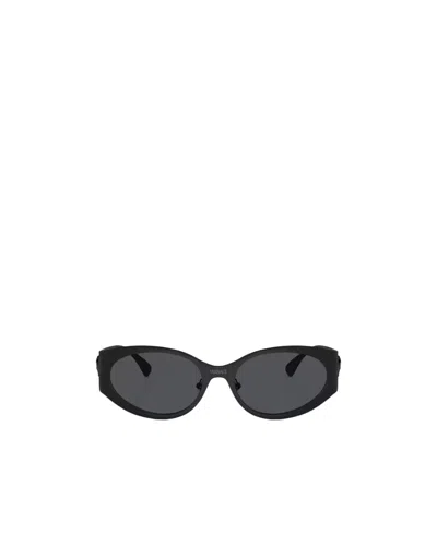 Versace Oval Logo Sunglasses In Black