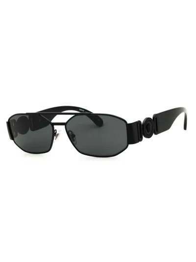 Versace Oval Metal Sunglasses In Black