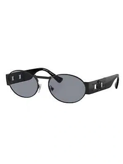 Pre-owned Versace Oval Metal Sunglasses With Grey Lens In Black - Size 56mm
