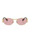 Versace Womens Gold Ve2264 Oval-frame Metal Sunglasses In Gold & Pink