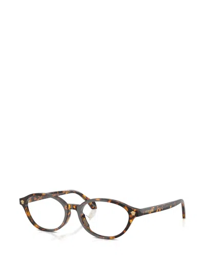 Versace Oval-frame Glasses In Brown