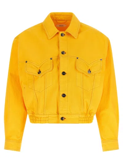 Versace Over Denim Bluson Puffer Jackets Yellow