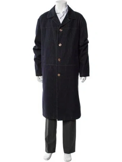 Pre-owned Versace Overcoat W/ Tags In Blue