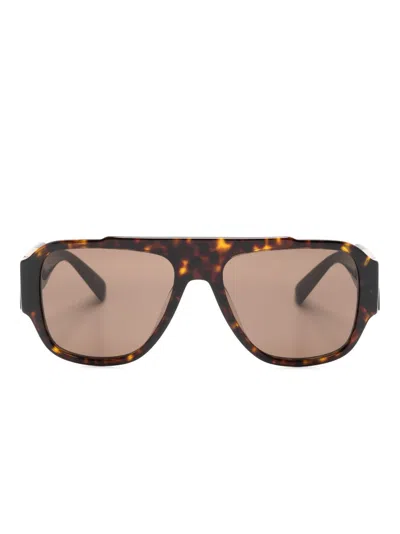 Versace Oversize Frame Sunglasses In Brown