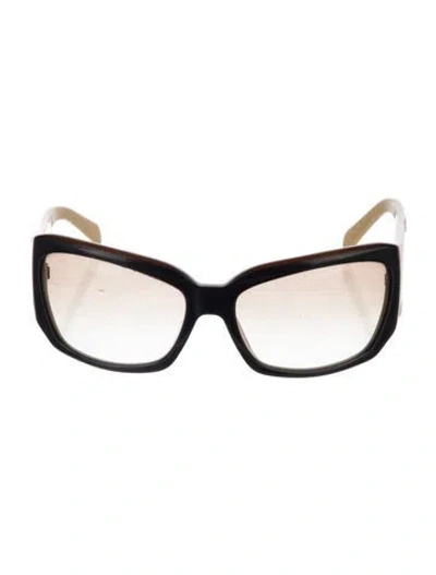 Pre-owned Versace Oversize Gradient Sunglasses In Black