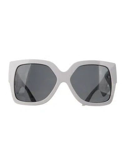 Pre-owned Versace Oversize Mirrored Sunglasses In White