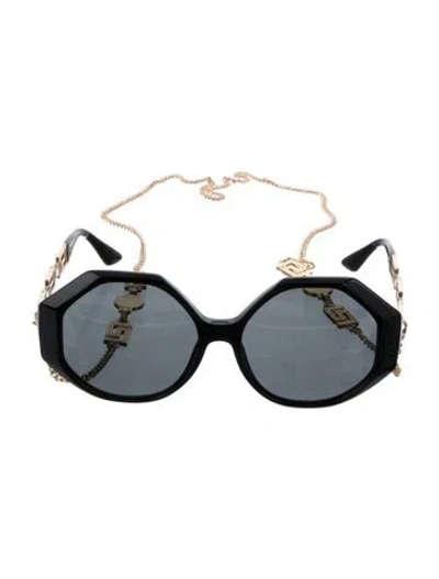 Pre-owned Versace Oversize Tinted Sunglasses In Black