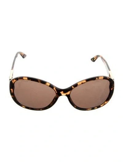 Pre-owned Versace Oversize Tinted Sunglasses In Brown