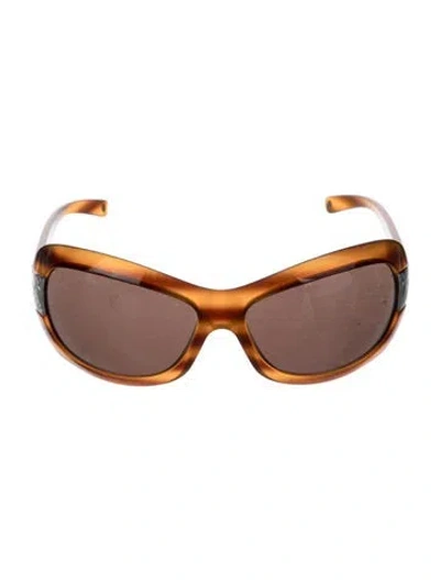 Pre-owned Versace Oversize Tinted Sunglasses In Brown