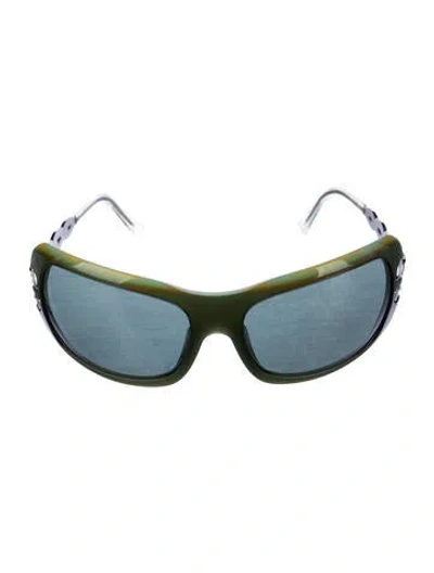 Pre-owned Versace Oversize Tinted Sunglasses In Green