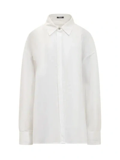 Versace Oversized Button-up Poplin Shirt For Women In White