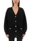 Versace Boxy Wool And Cashmere Cardigan Women In Black