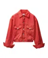 Versace Oversized Blouson Denim Jacket In Red
