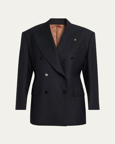 Versace Oversized Double-breasted Blazer In Black