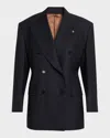Versace Oversized Double-breasted Blazer In Black
