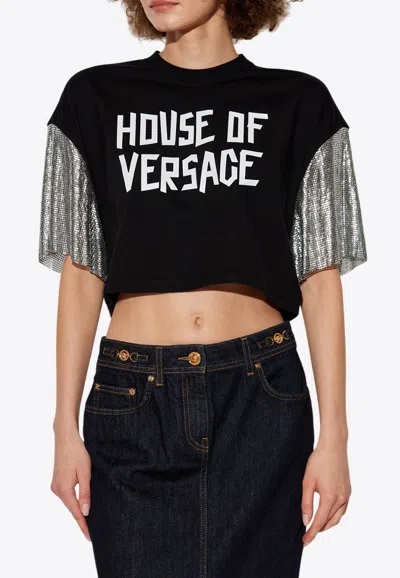 Versace Oversized Metal Mesh Cropped T-shirt
