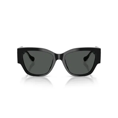 Versace Oversized Square Frame Sunglasses With Gold-tone Emblem In Black