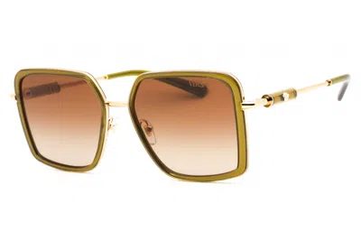 Pre-owned Versace Oversized Square Sunglasses In Transparent Green/gradient Brown (0ve2261/150913 56)