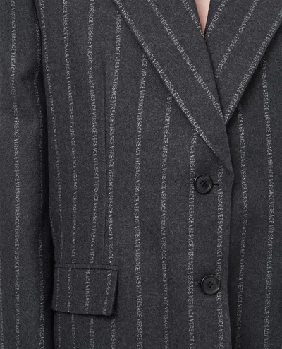 Versace Wool Pinstripe Blazer In Grey