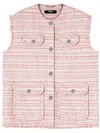Versace Pink Frayed Tweed Waistcoat In Pink & Purple