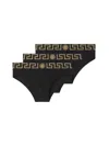 Versace Three-pack Black Greca Border Briefs In Black