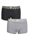 Versace Pack Of Two Boxer Shorts With Greek In Multi