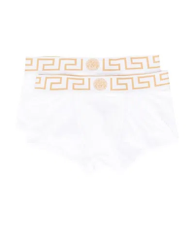 Versace Pack Of Two Greca Logo Boxers In White