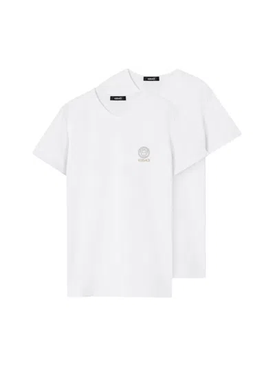 Versace Cotton-elastane Pack Of Two T-shirt In White