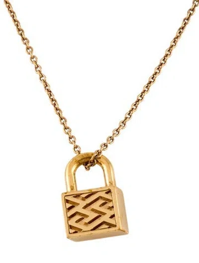 Pre-owned Versace Padlock Pendant Necklace, 22" In Multi