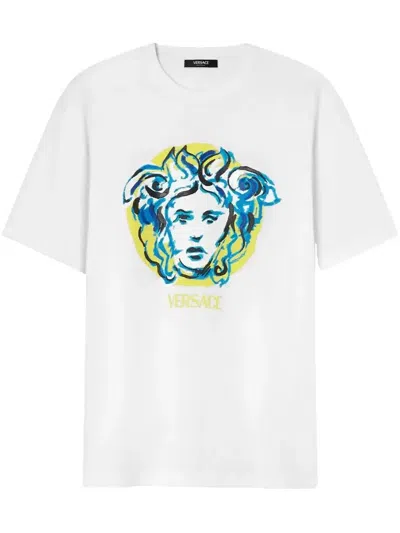 Versace Painted Medusa T-shirt In White